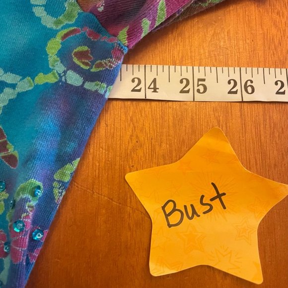 Take two batik and tye dye top, size 2X long sleeve cotton with beads & sequins. - Picture 4 of 7